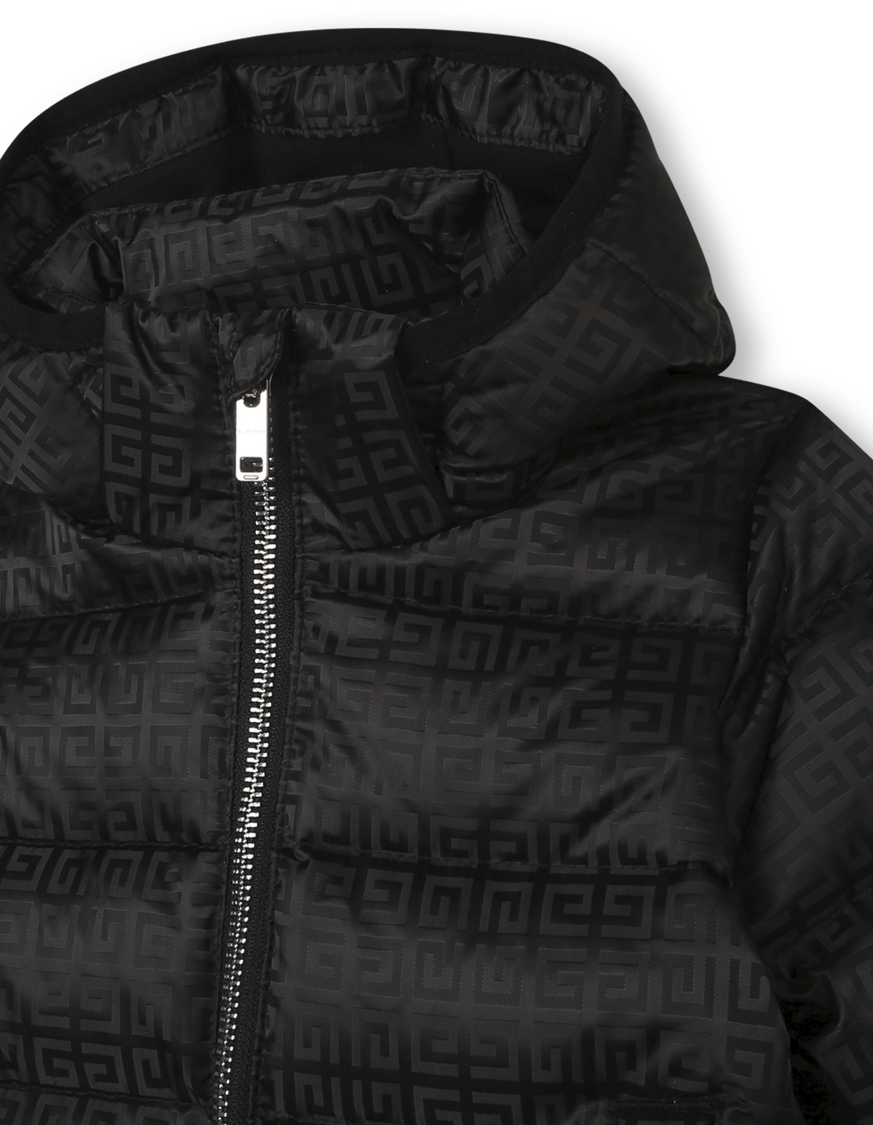 Black Down Jacket With 4G Pattern   GIVENCHY KIDS   Russocapri