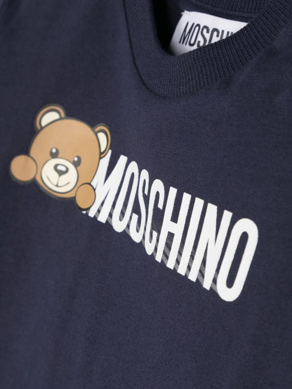 T-Shirt a Maniche Lunghe Teddy Logo Blu MOSCHINO KIDS | MTO00DLAA0140016