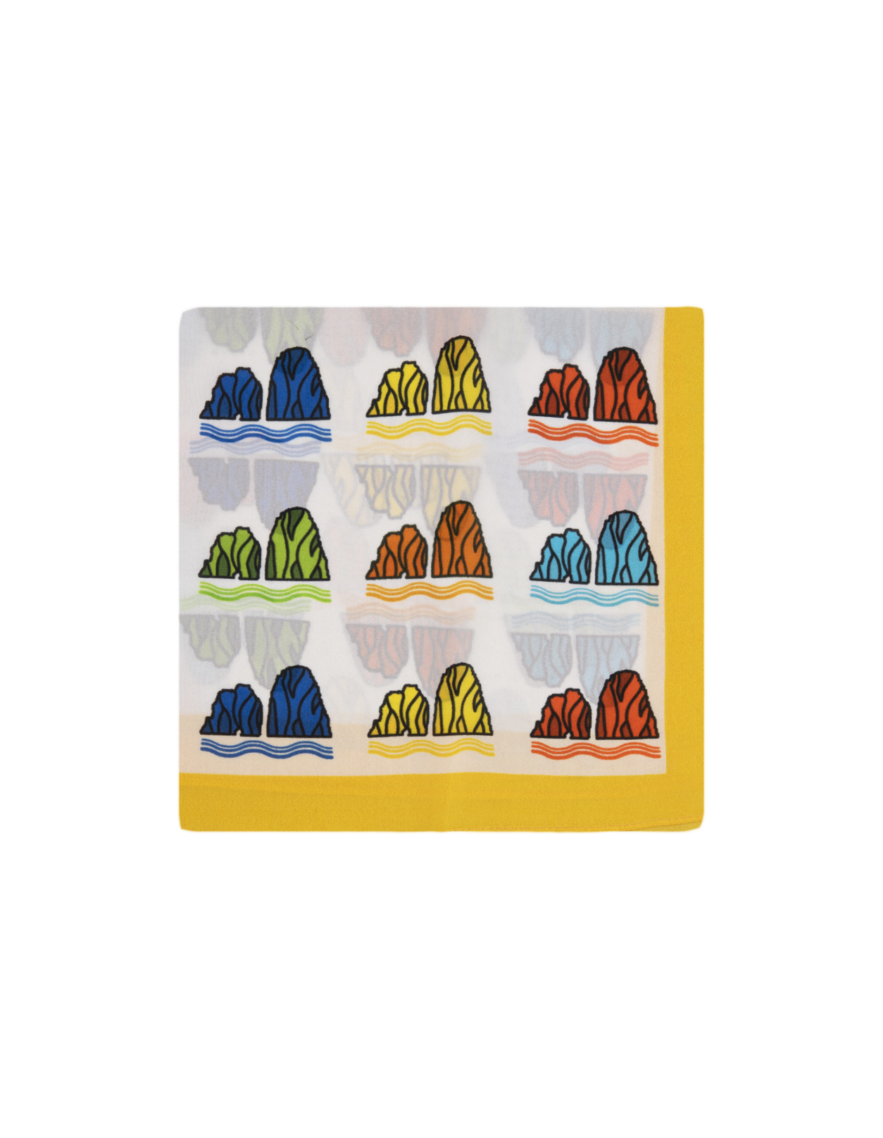 Pochette In Seta Con Pattern Faraglioni in Giallo/Multicolore 813 (OTTO TREDICI) | FARAGLIONI MULTI /MGIALLO