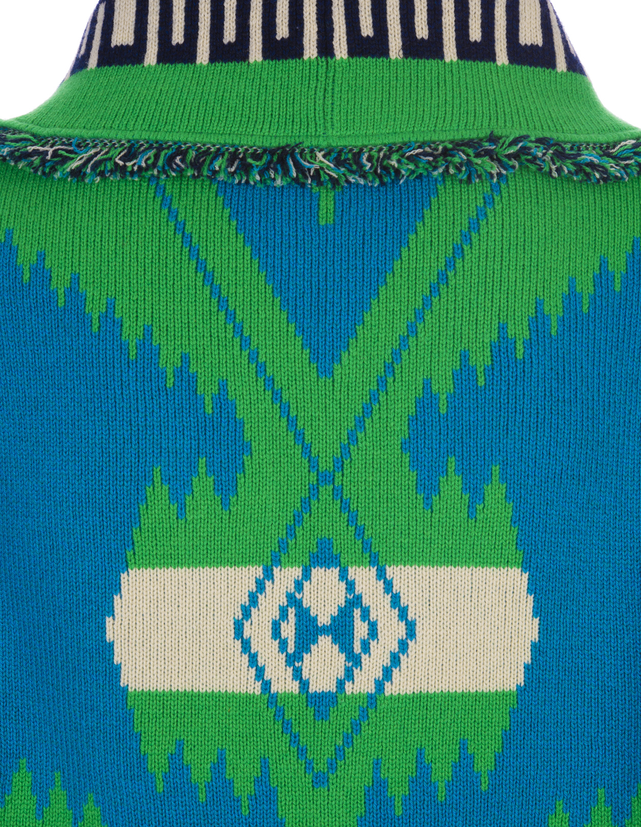 Icon Jacquard Cardigan In Blue - Green Flash ALANUI | LMHB030S23KNI0014570