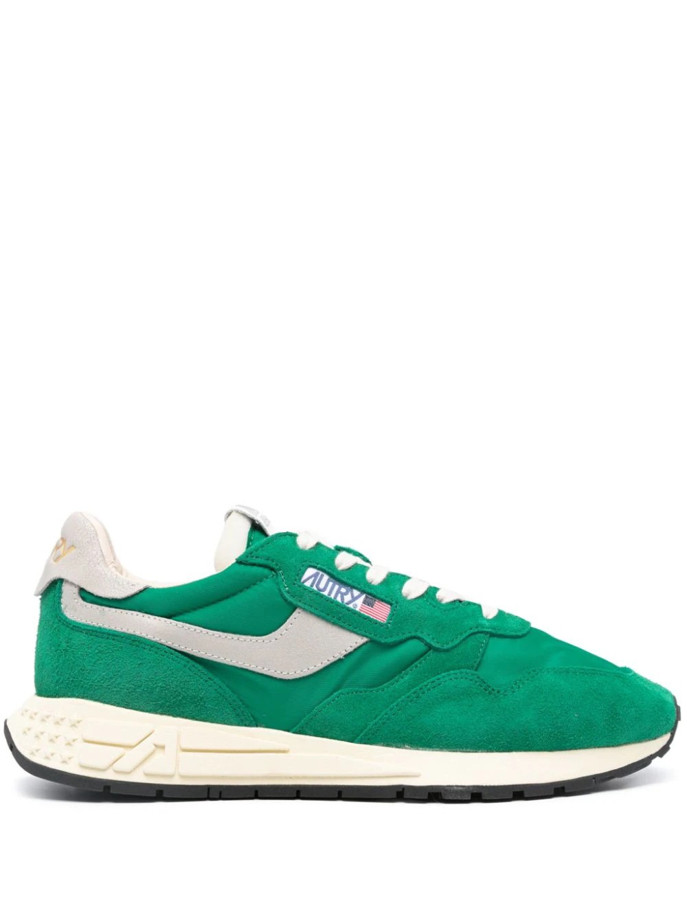 Reelwind Low Sneakers In Green Nylon and Suede - AUTRY - Russocapri