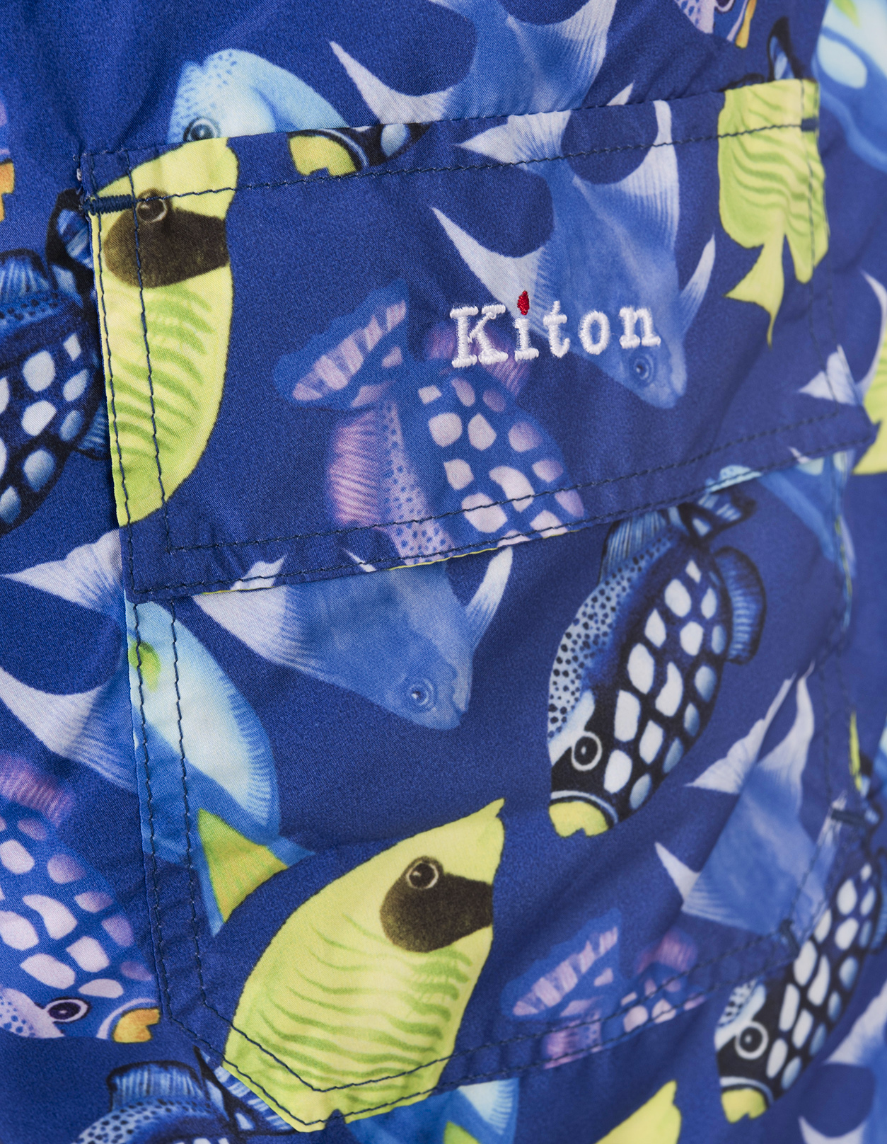 Shorts Da Mare Blu Con Stampa Pesci KITON | UCOM2CK0709D02