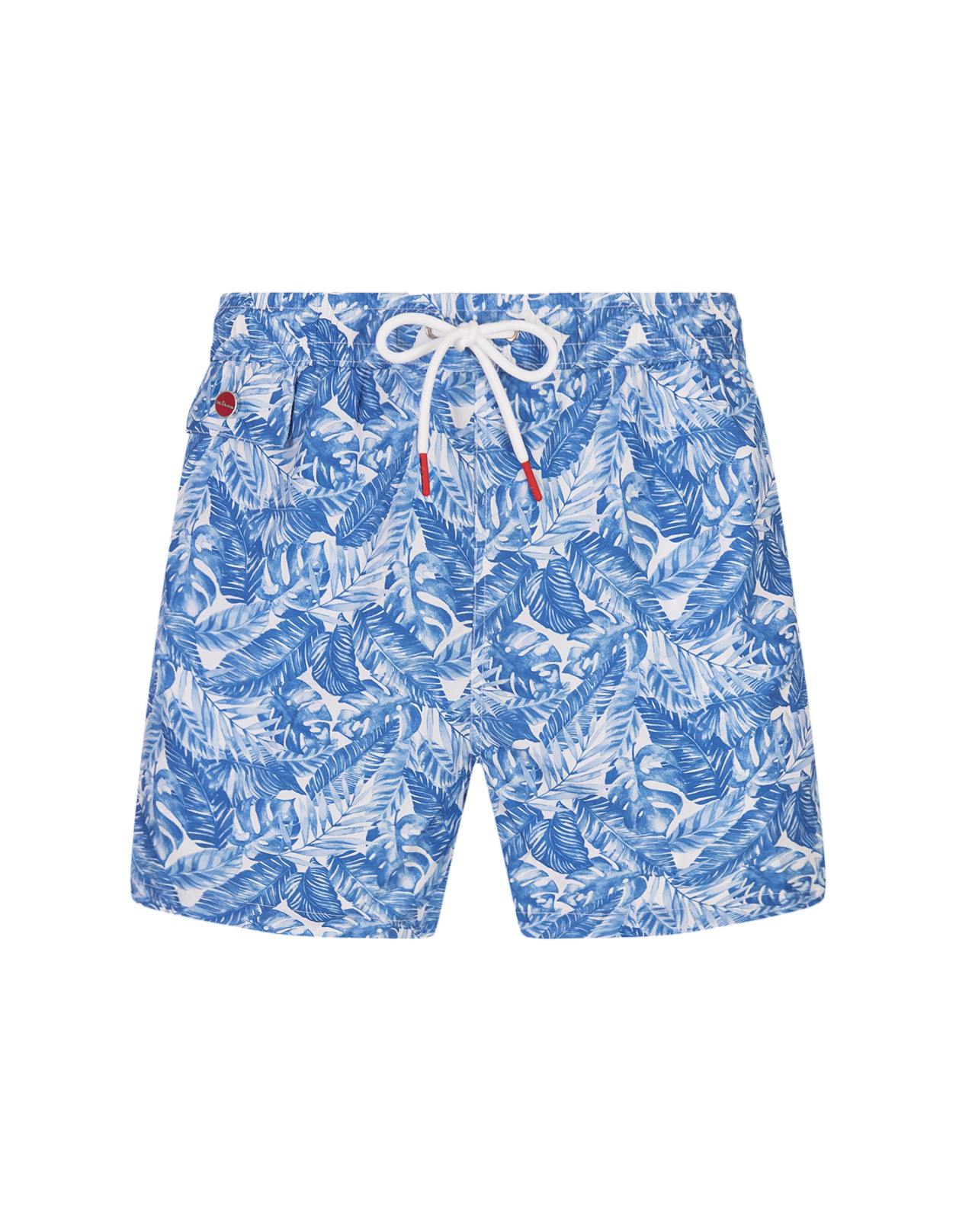 Shorts Da Mare Bianchi Con Stampa Foliage Azzurra KITON | UCOM2CK0710D29