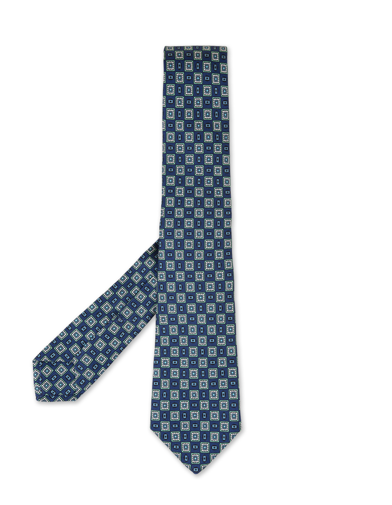 Cravatta Blu e Verde Con Micro Pattern Geometrico KITON | UCRVKRC01I9004