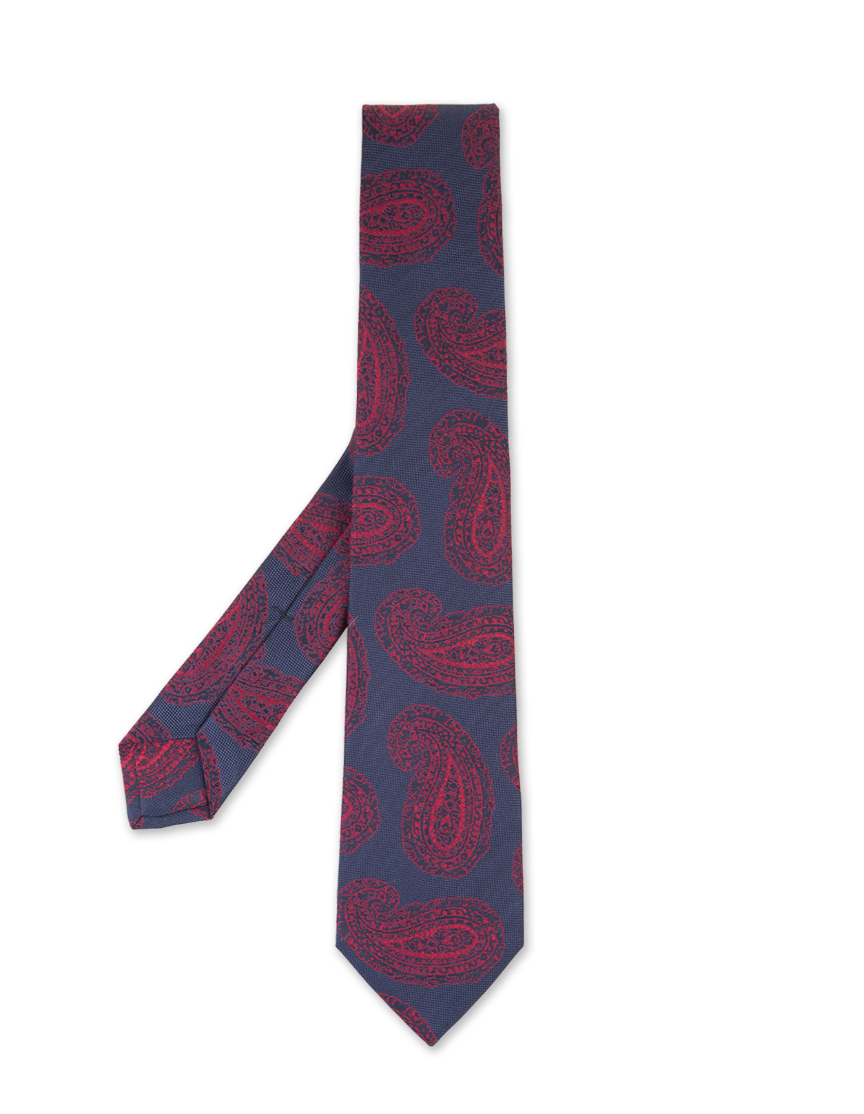 Cravatta Blu Scuro Con Disegno Cashmere Rosso KITON | UCRVKRC02I2803