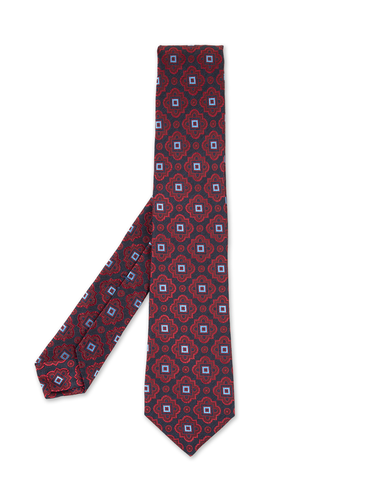 Cravatta Blu Scuro Con Pattern Maiolica Rosso KITON | UCRVKRC02I6407
