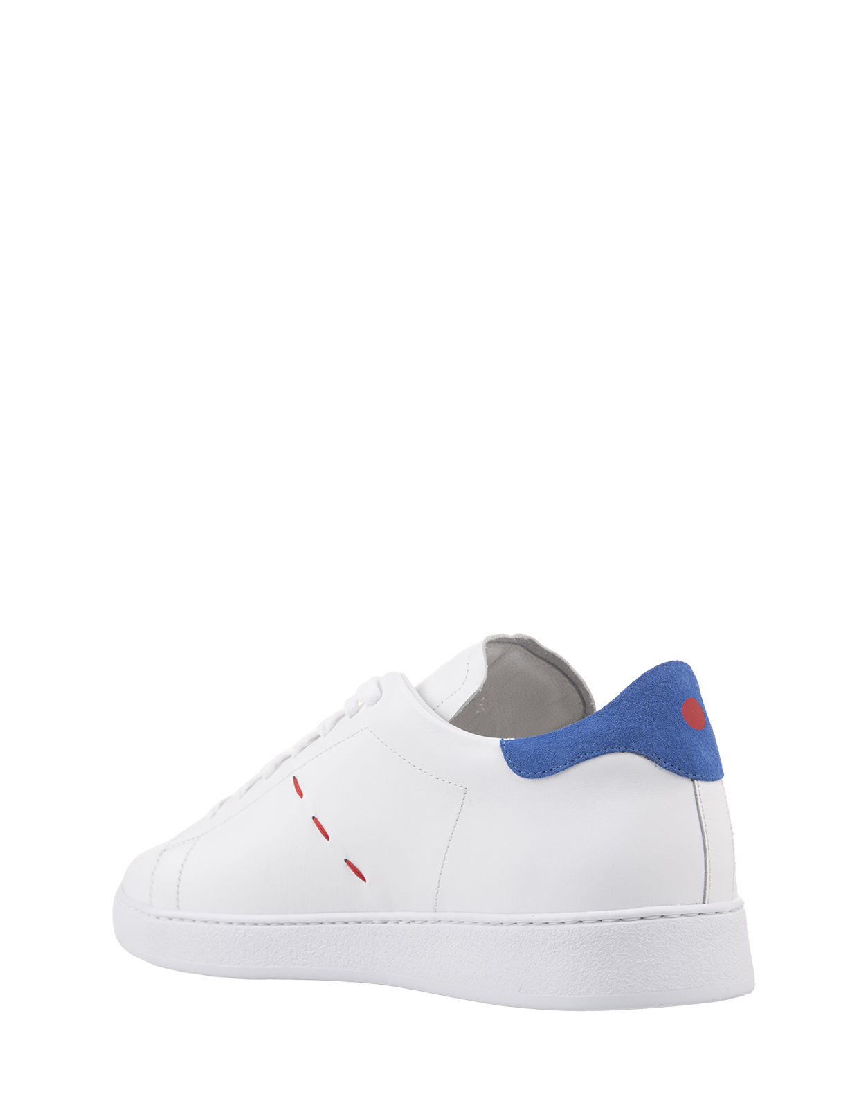 Sneakers In Pelle Bianca Con Dettagli Blu KITON | USSA068N0103203