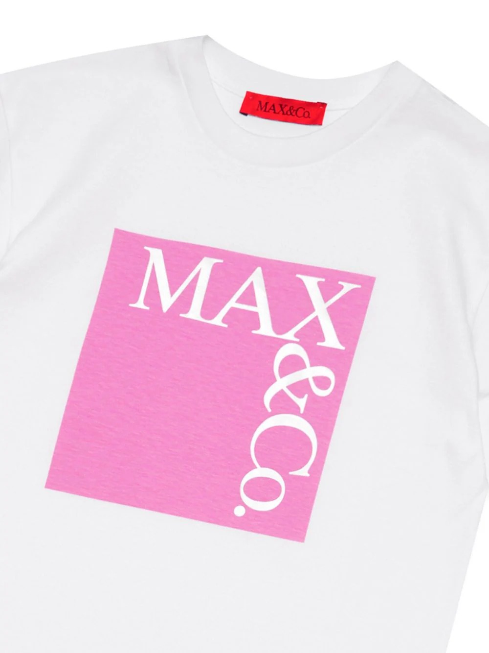 T-Shirt Icona Con Logo In Bianco e Rosa MAX&CO. KIDS | MX0005-MX014MX10A