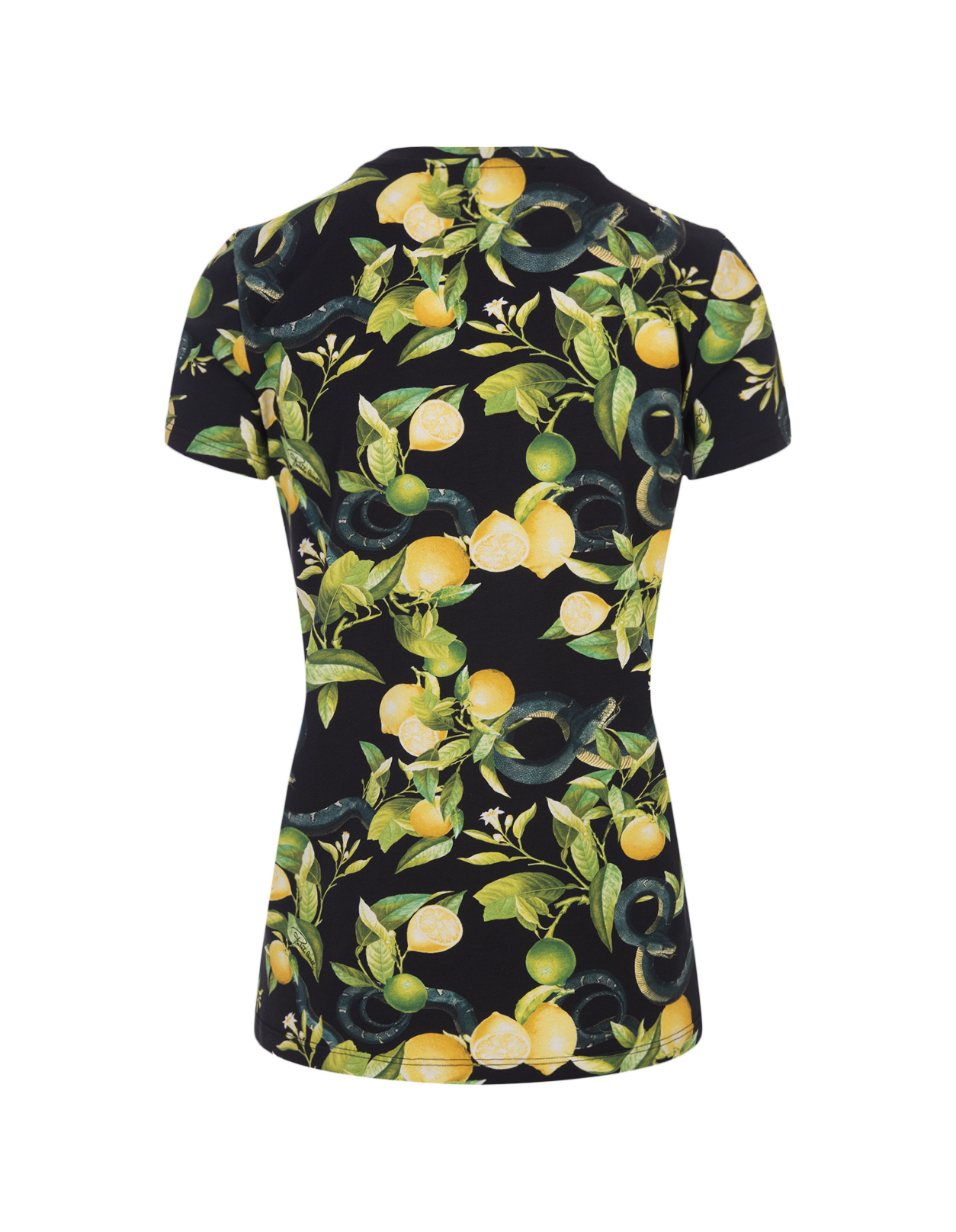 T-Shirt Nera Con Stampa Limoni ROBERTO CAVALLI | SKT60H-3DI8905051
