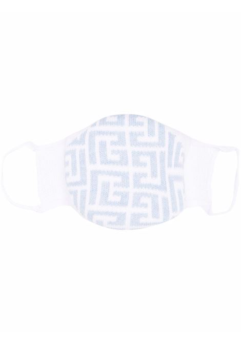 Light Blue And White Monogram Face Mask BALMAIN | WF1XD001K265GFQ