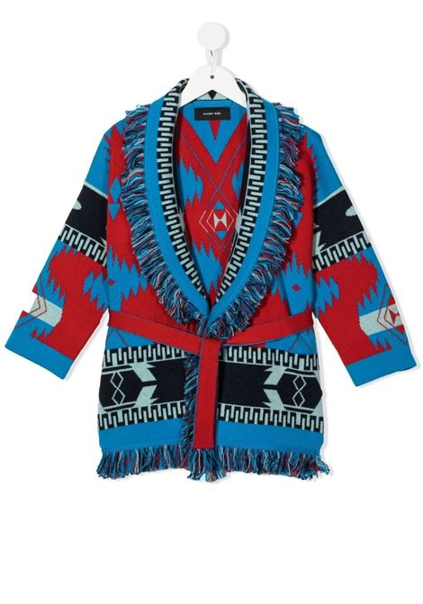 Kids Icon Cardigan In Blue and Red Cashmere ALANUI KIDS | LBHB003F22KNI0012584