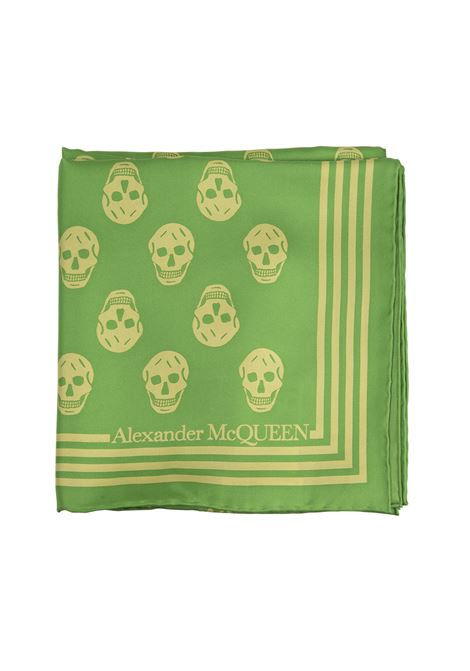 Foulard Donna In Seta Verde Con Motivo Skull ALEXANDER MCQUEEN | 590929-3001Q3867