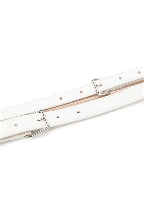 Woman Double Belt In Smooth White Leather With Silver Buckles ALEXANDER MCQUEEN | 640944-1BRCE9000