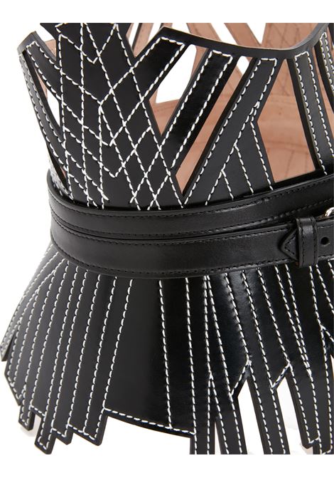 Woman Cage Corset Belt in Black Leather ALEXANDER MCQUEEN | 710220-1AAJB1000