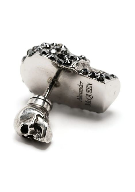 Antique Silver Pave' Skull Lobe Earring - Woman ALEXANDER MCQUEEN | 710492-J160Y1533