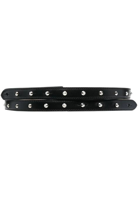 Woman Double Belt In Black Smooth Leather With Silver Studs ALEXANDER MCQUEEN | 718688-1BREE1000