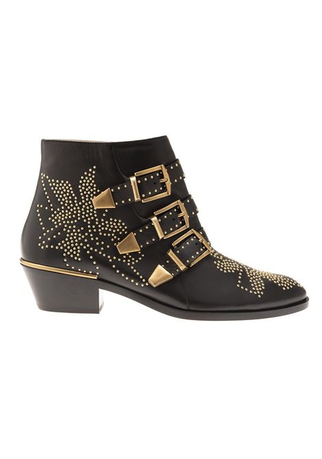 Susanna Ankle Boots In Black and Gold Chloé | C16A134750ZY