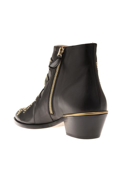 Susanna Ankle Boots In Black and Gold Chloé | C16A134750ZY