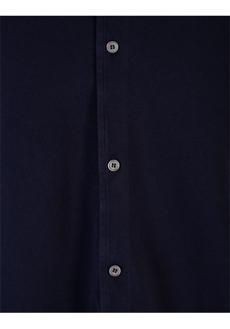 Polo Camicia In Piquet Blu Notte FEDELI | UIF0284CE626