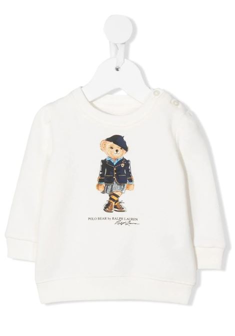 Baby White Sweatshirt With Polo Bear Print RALPH LAUREN KIDS | 310-877863001