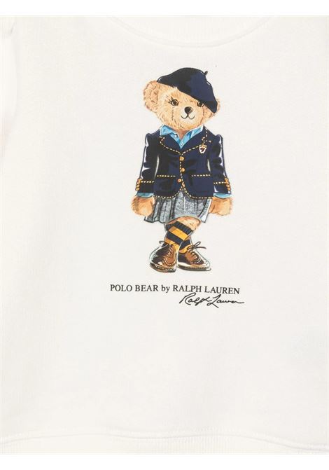 Baby White Sweatshirt With Polo Bear Print RALPH LAUREN KIDS | 310-877863001