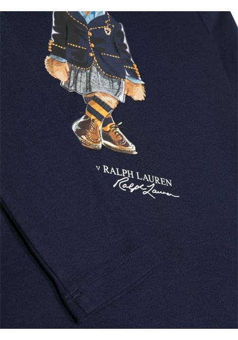 Kids Navy Blue Long Sleeve T-Shirt With Polo Bear Print RALPH LAUREN KIDS | 311-877861001
