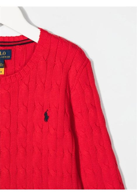 Kids Red Braided Cotton Sweater RALPH LAUREN KIDS | 322-702674043