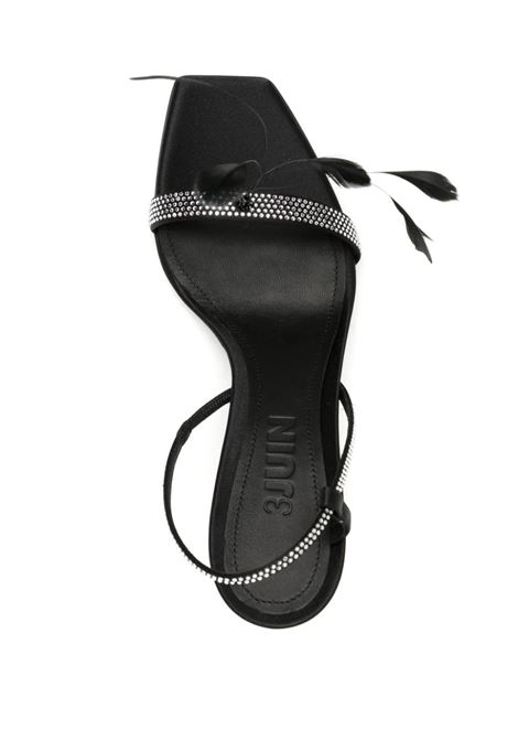 Black Elettra Sandals With Rhinestones 3JUIN | 324WC008.R.0874997