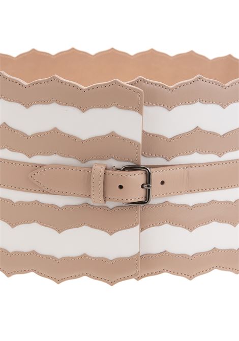 White and Pinkish Beige Smooth Leather Corset Belt ALAIA | 9E1E082RCJ81C144