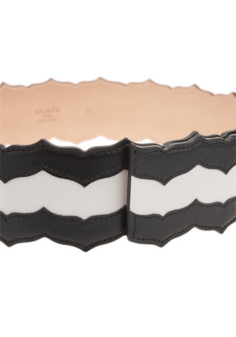 Black and White Smooth Leather Belt ALAIA | 9E1E254RCJ81C991