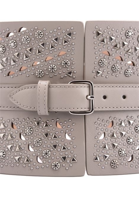 Corset Belt In Pearl Grey Leather With Micro Studs Pattern ALAIA | 9W1E082RCJ89C012
