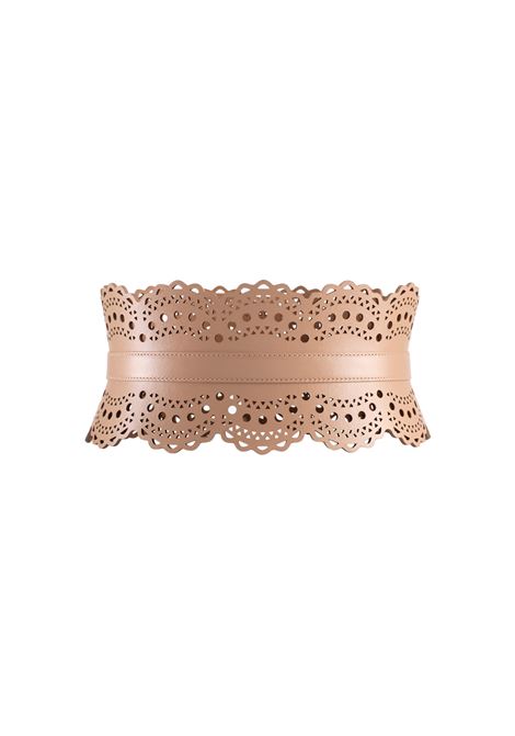 Bustier Belt in Sand Wave Vienne Leather ALAIA | AA1C082GC0A29124