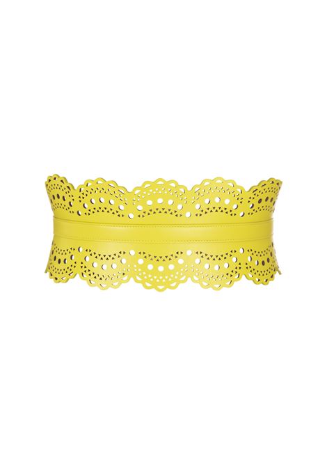 Bustier Belt In Yellow Perforated Leather ALAIA | AA1C082GC0A29207