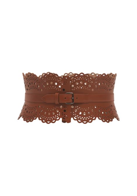 Bustier Belt In Cognac Perforated Leather ALAIA | AA1C082GC0A29713