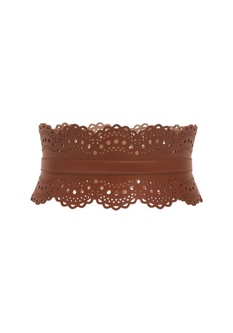 Bustier Belt In Cognac Perforated Leather ALAIA | AA1C082GC0A29713