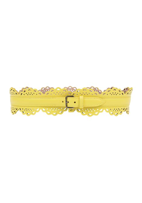 Yellow Perforated Leather Belt ALAIA | AA1C271MC0A29207