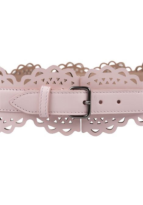 Pink Perforated Leather Belt ALAIA | AA1C271MC0A29420