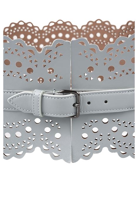 Grey-Green Perforated Leather Belt ALAIA | AA1C271MC0A29837