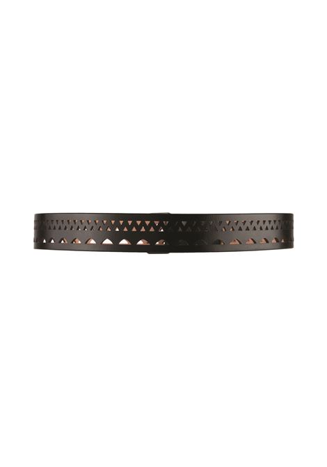 Black Vienne Wavy Leather Thin Belt ALAIA | AA1C313MC0A30999