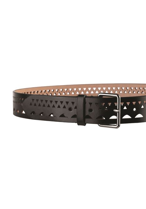 Black Vienne Wavy Leather Thin Belt ALAIA | AA1C313MC0A30999