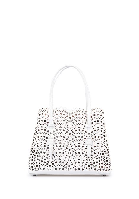 Mina 25 Tote Bag In White Wave Vienne Leather ALAIA | AA1S06725C0A44010