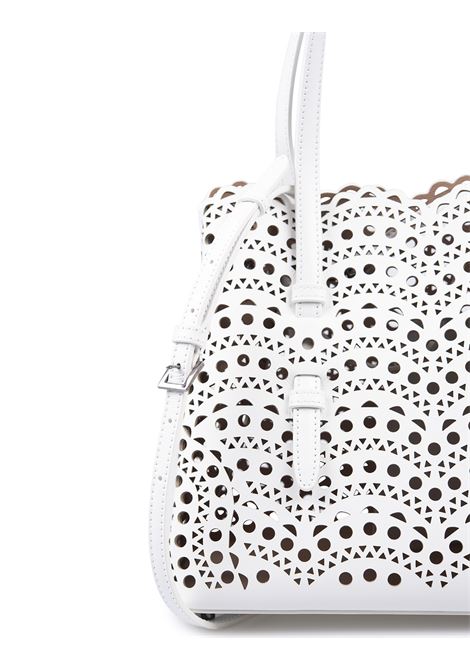 Mina 25 Tote Bag In White Wave Vienne Leather ALAIA | AA1S06725C0A44010