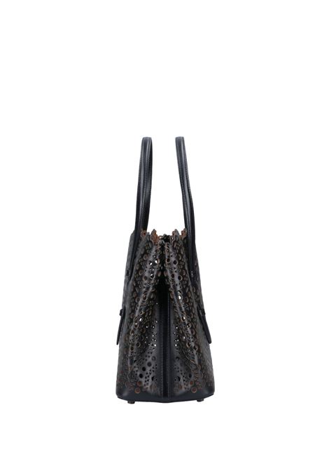 Mina 25 Tote Bag In Black Wave Vienne Leather ALAIA | AA1S06725C0A44999