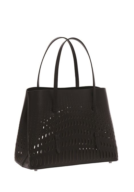 Mina 32 Bag In Black Leather With Optical Perforations ALAIA | AA1S06732CA238999