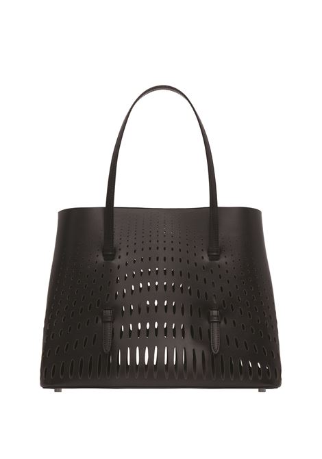Mina 32 Bag In Black Leather With Optical Perforations ALAIA | AA1S06732CA238999