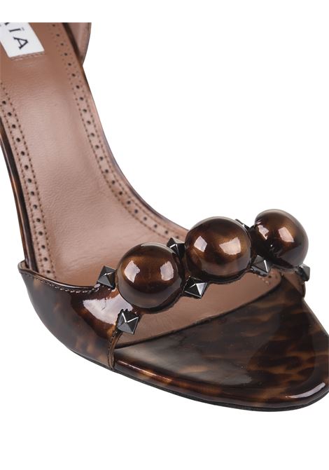 Bombe 90 Sandal in Brown Tortoise Print Leather ALAIA | AA3S770CK206700