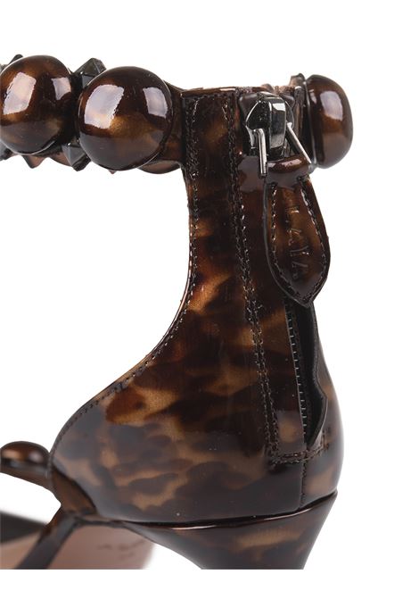 Bombe 90 Sandal in Brown Tortoise Print Leather ALAIA | AA3S770CK206700