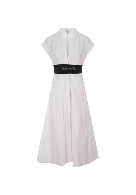 White Poplin Midi Dress With Crossed Belt ALAIA | AA9R12274T001000