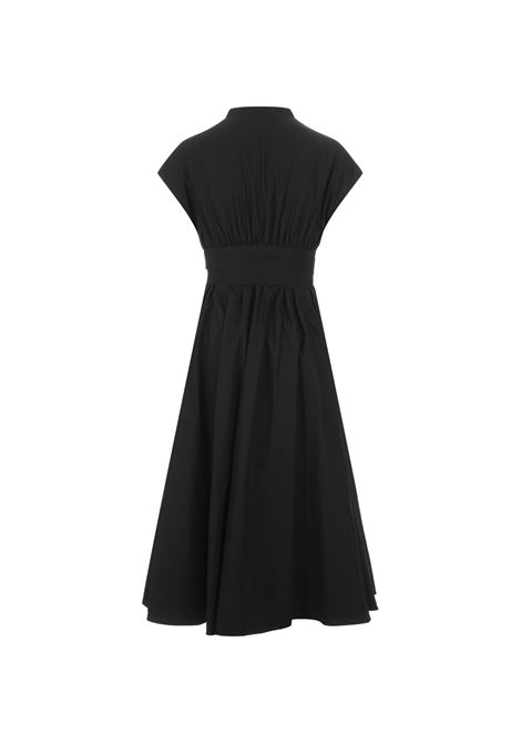 Black Poplin Midi Dress With Crossed Belt ALAIA | AA9R12274T001999