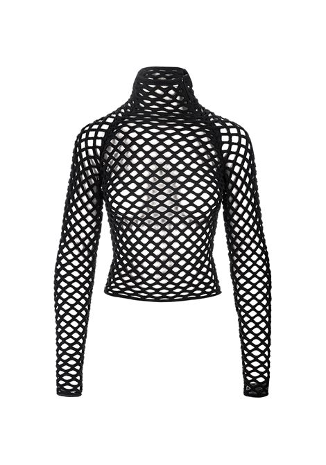 Black Knitted Turtleneck Cage Pullover ALAIA | AA9S02364M821995